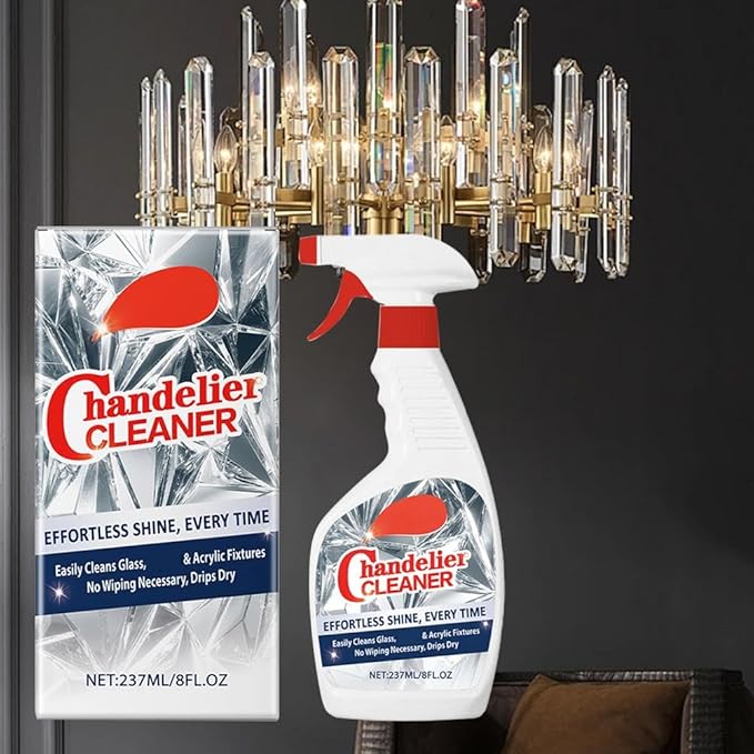 Chandelier Cleaner Drip Dry Spray, Chandelier Cleaner Drip Dry Spray No Wipe, Spray Away Dust Remover, Crystal,Figurine, Crystal Cleaner, Streak-Free Shine on Crystal (2pcs)