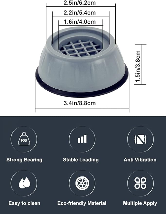 Anti Vibration Pads, 4 Pcs Washing Machine Antivibration Pads Washing Machine Feet, Anti Vibration Pads for Washing Machine, Anti Vibration Washing Machine Support, Dryer Shock Absorber Pads