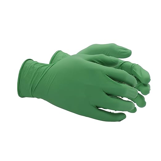 SHOWA 6110PF Sustainable EBT Latex-Free, Powder-Free, Nitrile Disposable Single Use Safety Gloves, 4 Mil, 9.5" Length, Large (1 Box/100 Gloves)