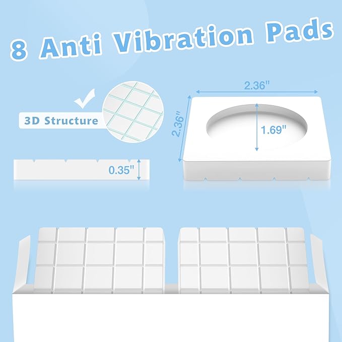 SEISSO Anti Vibration Pads for Washing Machine, Anti Slip and Noise Cancelling Washer Anti Vibration Pads, Rubber Washing Machine Stabilizer Hard Wearing Washing Machine Vibration Foot Pads, White