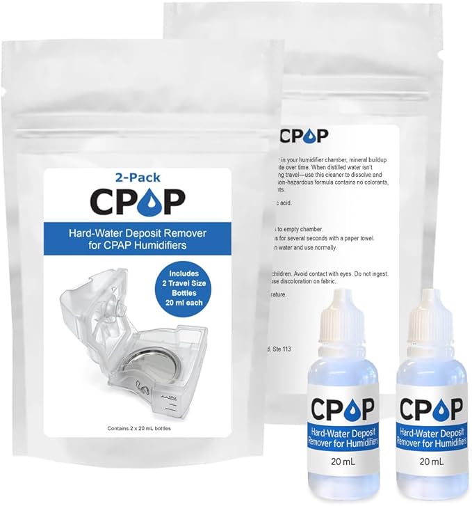 Cpap Cleaner Hard-Water Deposit Remover for Humidifier Chambers, Travel Size 20mL Bottles, CPOP Formula, Made in USA