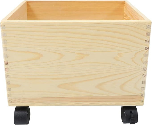 Cabilock Wooden Storage Box with Wheels Multi-Functional Rolling Storage Bin for Home Organization and Toy Holder Portable Sundries Organizer
