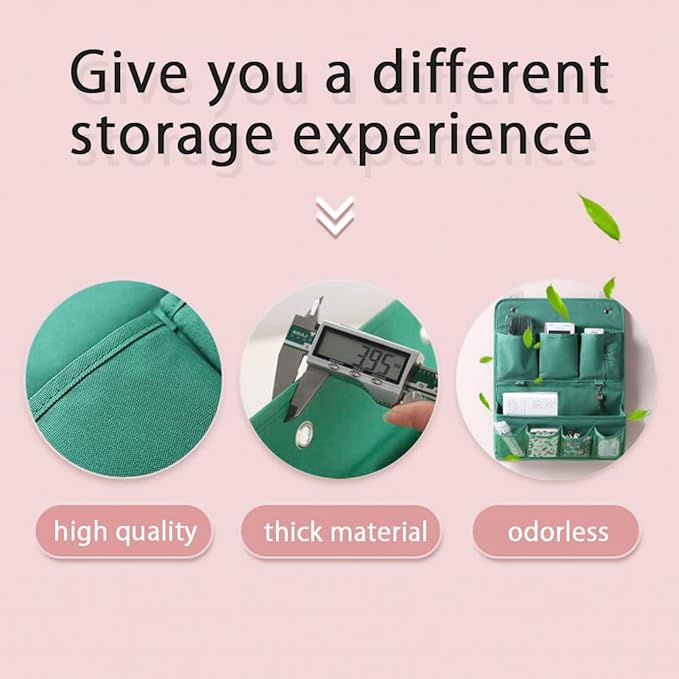 HSLFUAI Hanging Organizer with Pockets – Wall & Door Storage Bag with 3 Sticky Hooks – Hanging Storage Organizer for Bathroom, Bedroom, Closet, Dorm, Washing Table (3Layer, Green)