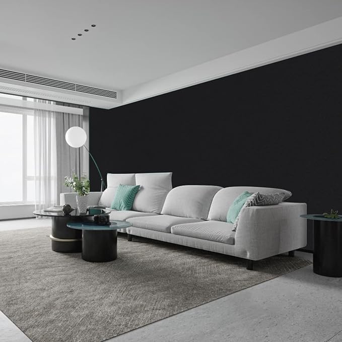 Black Contact Paper - 15.7 x 200 Inch Peel and Stick Wallpaper, Matte Black Wallpaper, Self Adhesive and Removable Decorative Contact Paper for Cabinets,Stand Liner, Table and Door Makeover Decor
