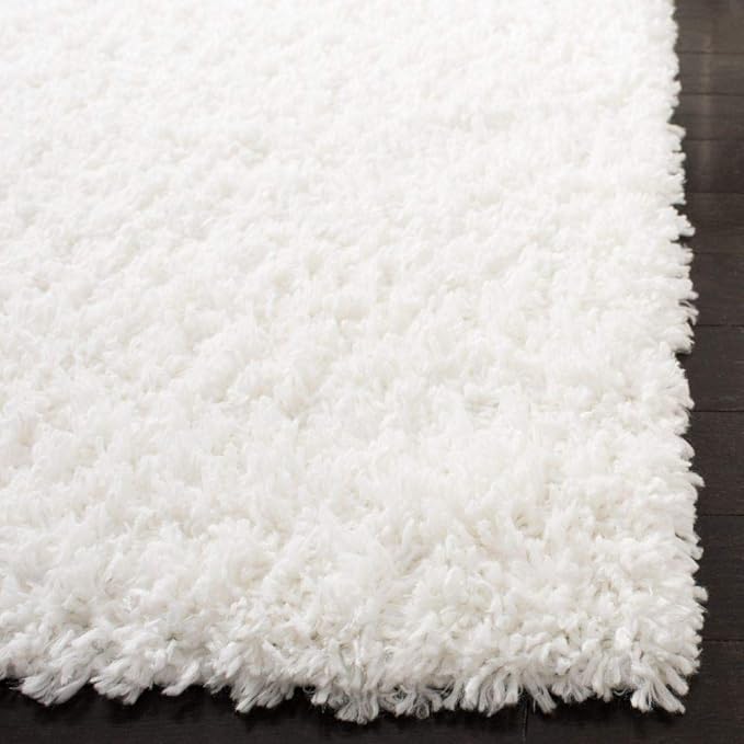 SAFAVIEH August Shag Collection Runner Rug - 2' x 11', White, Solid Design, Non-Shedding & Easy Care, 1.5-inch Thick Ideal for High Traffic Areas in Living Room, Bedroom (AUG200A)