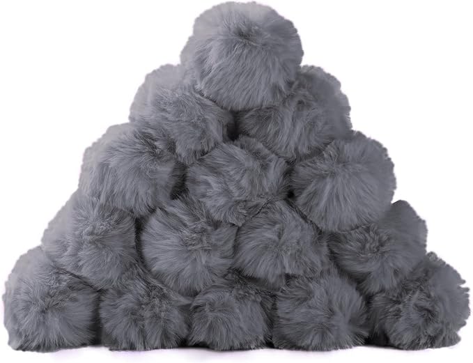 Craft Pom Pom Balls, Large Costume Accessory for Arts and DIY Creative Crafts Decorations, Grey, 3 Inches, 20 Pieces