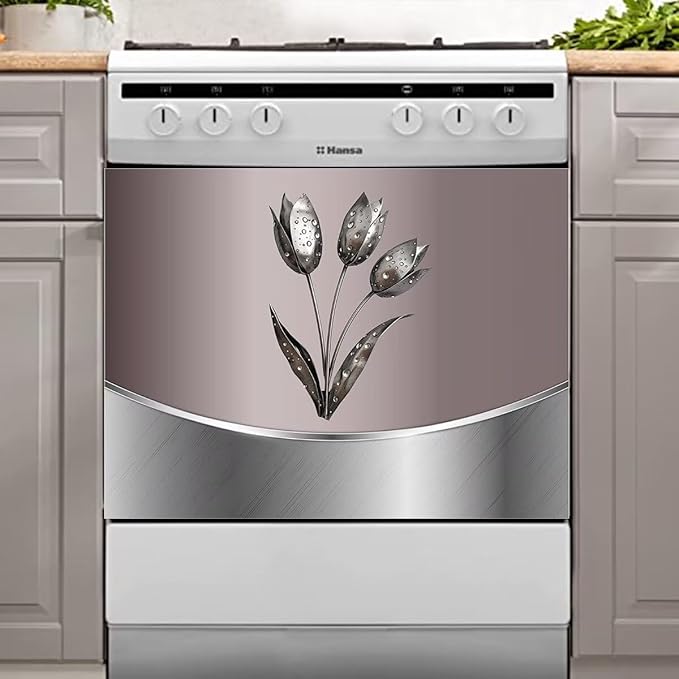 Dishwasher Metal Texture Cover Magnetic Decor, Metallic Flowers,Polished Dishwasher Magnet Cover 23x17inch, Home Panel Decal Pink Stainless Steel Style Sticker
