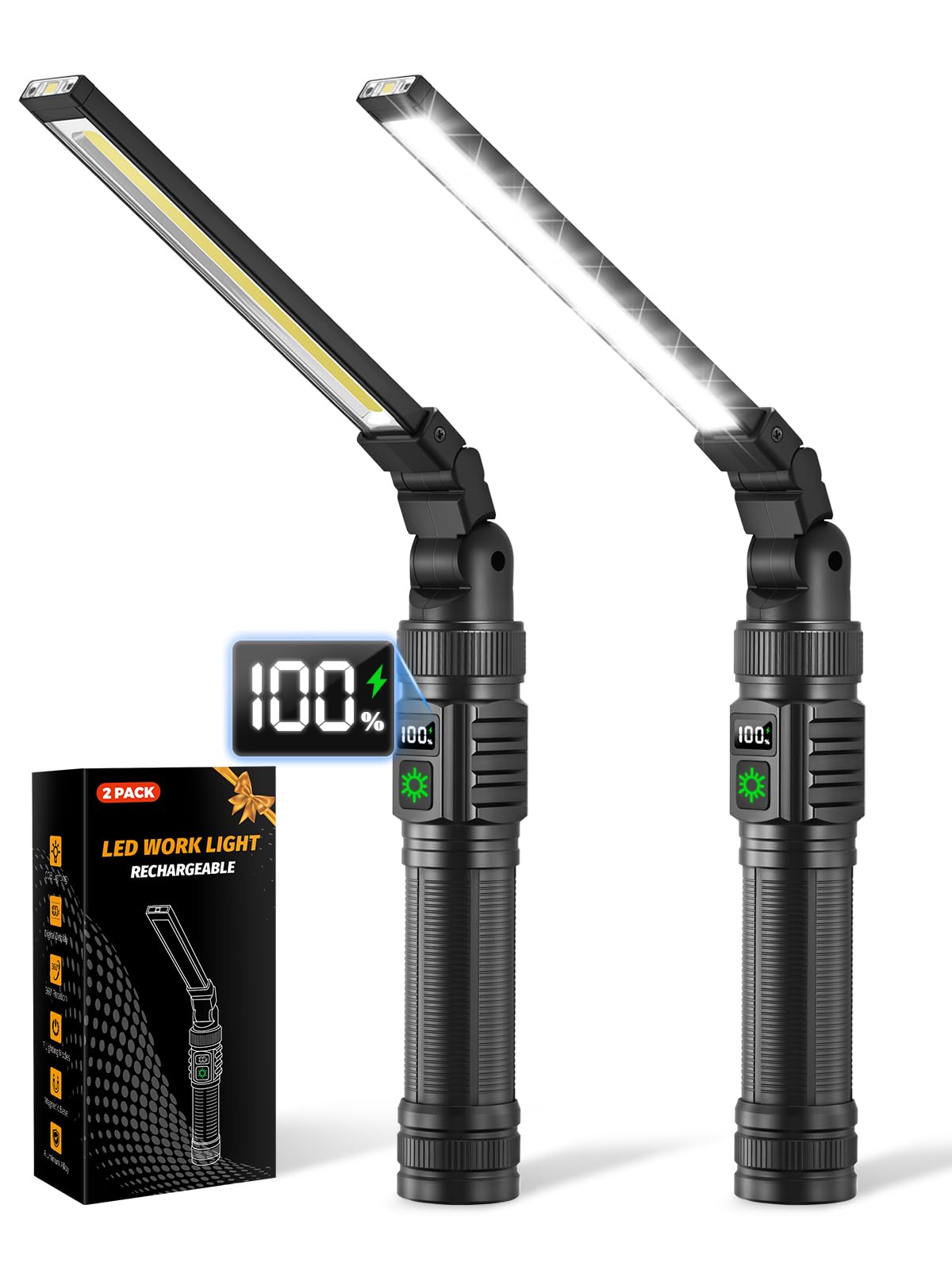 2Pack Magnetic Work Light, Christmas Tool Gifts for Men Dad - Image 1