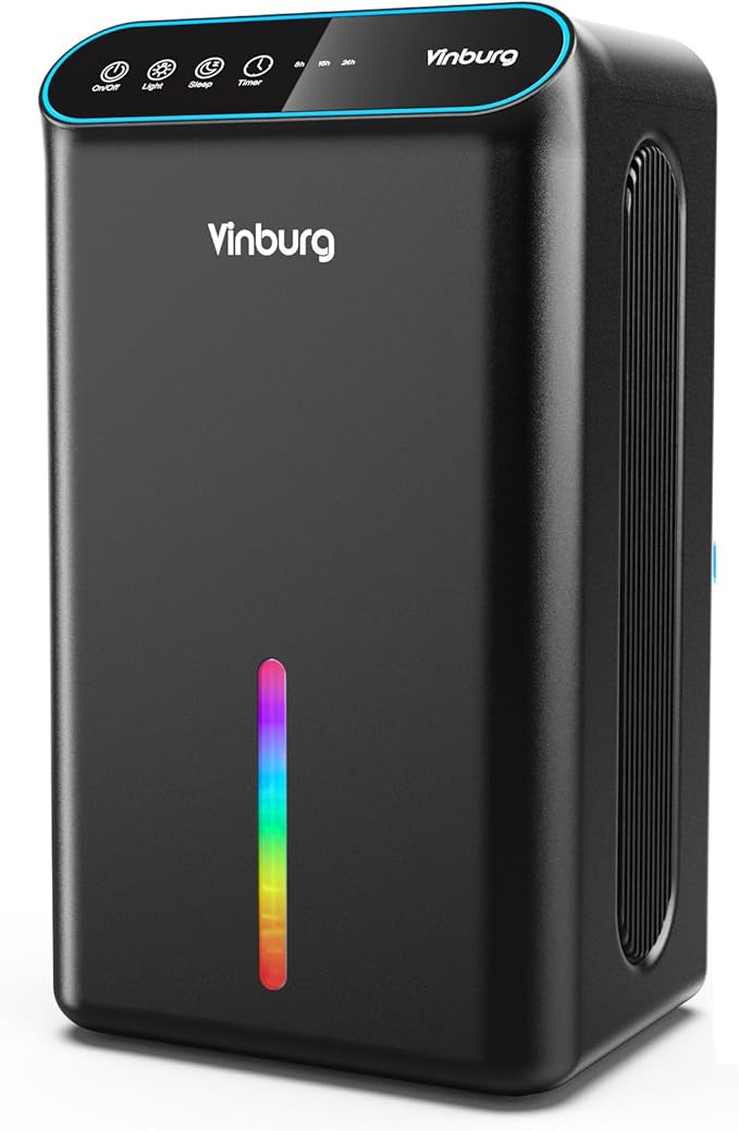Dehumidifier for Basement (85 OZ, 800 sq ft) Quiet Dehumidifiers for Home, Auto Shut-Off, Sleep Mode, 3 Gear Timer(8H,16H,24H), Small Dehumidifier for Bedroom, Bathroom with Drain Hose (Deep Black)