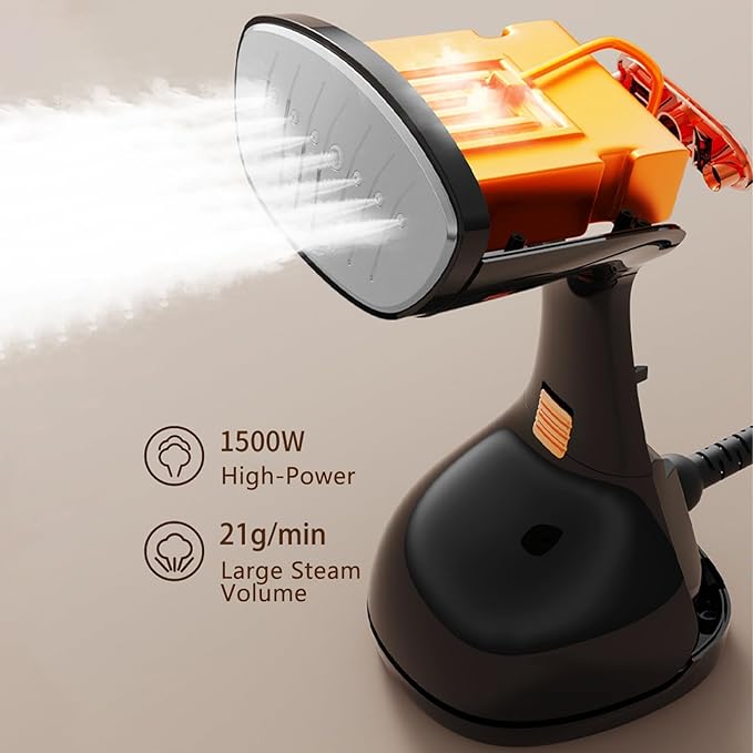 Handheld Clothing Steamer, 1430W High-Power 320ml Large Capacity Clothing Wrinkle Remover, 20s Fast Preheating Multifunctional Iron with A Maximum Steam Flow Rate of 0.74oz/min (Black)