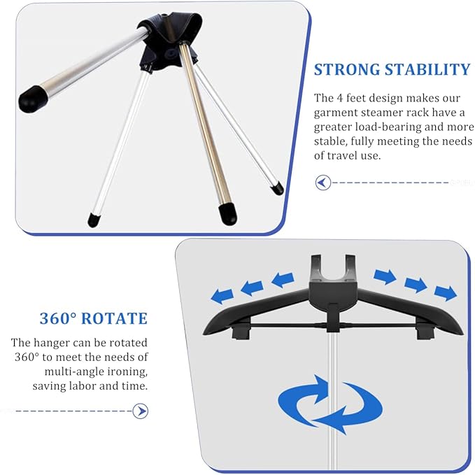 Portable Steamer Stand for Clothes, Steamer Rack Steam Iron Stand for Steaming Clothes, Travel Garment Hanger Steaming Rack, Handheld Steamers Clothing Rack for RV, Home, Hotel (Black)