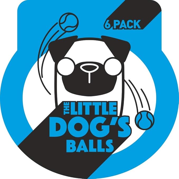 The Little Dog’s Balls Dog Tennis Balls for Small Dogs & Puppies, Blue, 6-Pack - Non-Abrasive Felt Fetch Balls, Tough Rubber Core, Float in Water