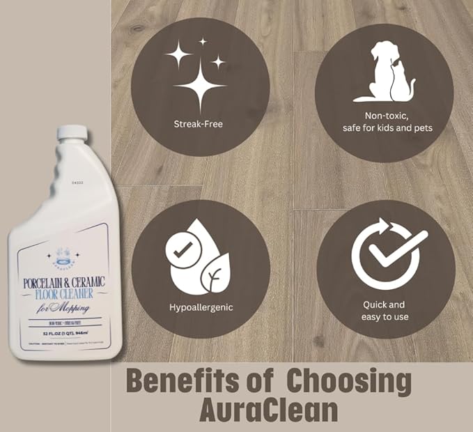 Porcelain & Ceramic Tile Floor Cleaner - Mop Soap Concentrate for mopping - Streak-Free Clean, Ph Neutral and non-Toxic - Safe for Marble, Travertine, Limestone - 128 fl oz (1 gallon)