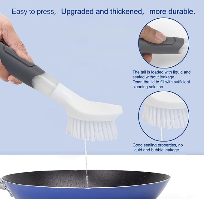 CELOX 24 Pack Durable Kitchen Sponges and Dish Soap Brush with Soap Dispenser for Dishes, Pans, Sink, Pots