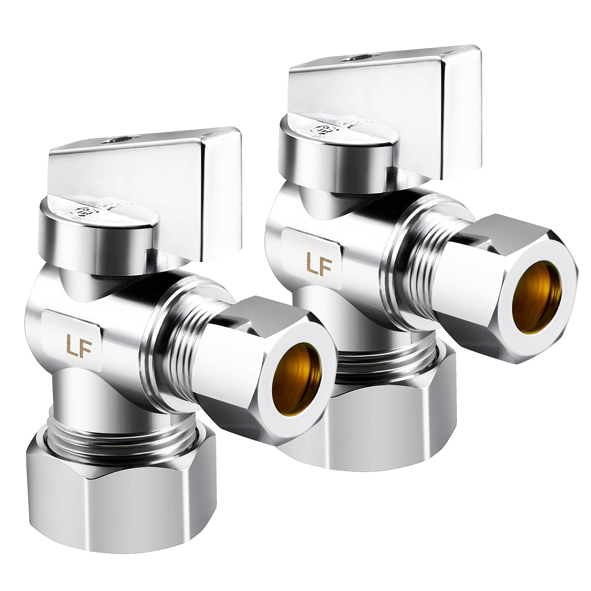 2 PCS 5/8" ODx3/8 Inch OD Compression Angle Stop Valve Shut Off - Image 1