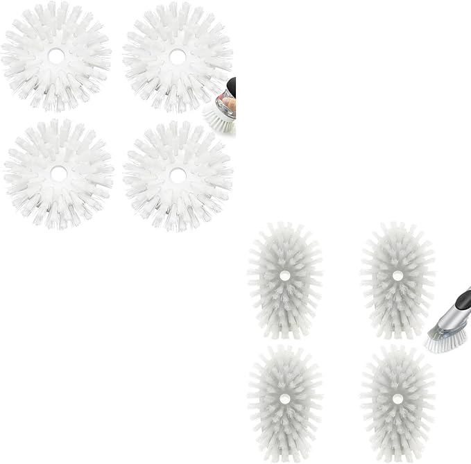 Shadowgallery Palm Brush Refills for OXO (New Generation) - 1 Count, White, Plastic/Nylon Bristles, Plastic Handle, Dish & Utensils