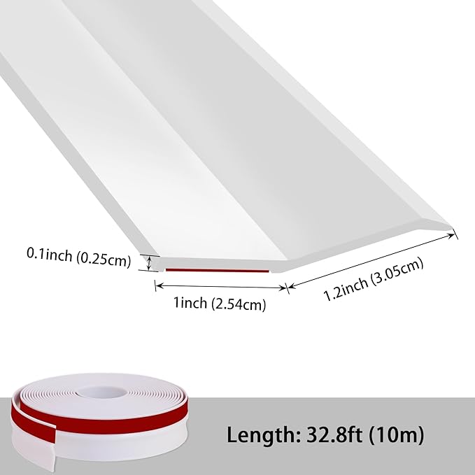 32.8ft Universal Garage Door Top and Sides Seal Strip, Waterproof Self Adhesive Professional Sealing Includes 40pcs Screws, White