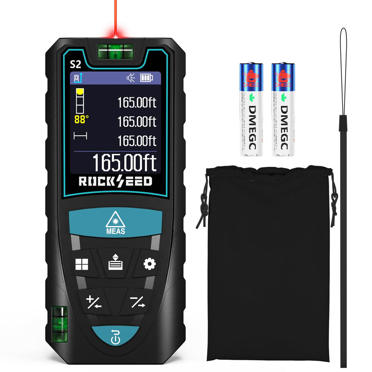 Laser Measuring Tool 165ft, RockSeed S2C Red Beam Laser - Image 1