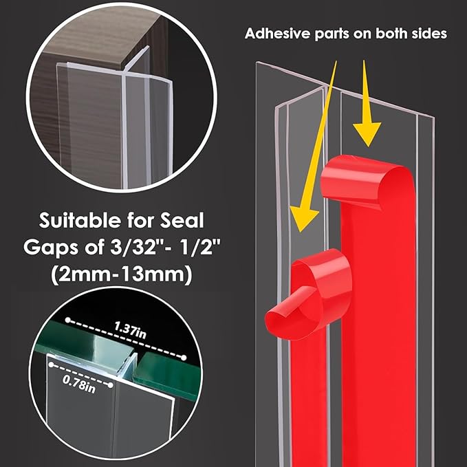 Upgrade T-Shaped Door Draft Stopper, Clear Silicone Seal Strip Weather Stripping for Side of Door Frame (1.97" Wide X 20 Ft Elder)