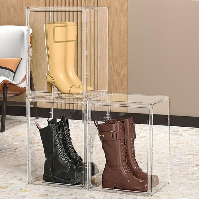 3 Packs Transparent Storage Box Handbag Display Magnetic Organizer for Shoes, Book, Cosmetic, Toys, Dolls Hat, Handmade, Snack Container (3 PACKS)