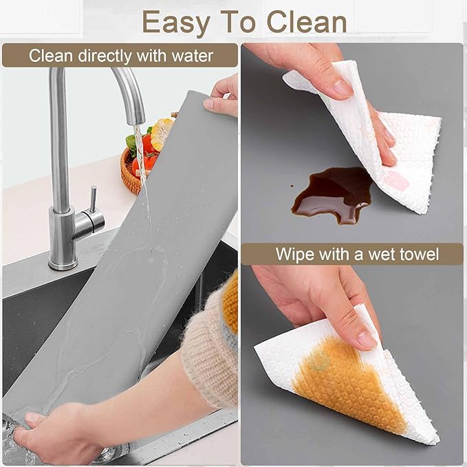 36"x24"(90cmx60cm) Large Silicone Mat for Kitchen Counter, Non-Slip Heat Resistant Countertop Protector, Waterproof Multipurpose Mat for Kitchen Island, 2Pack (Dark Gray)