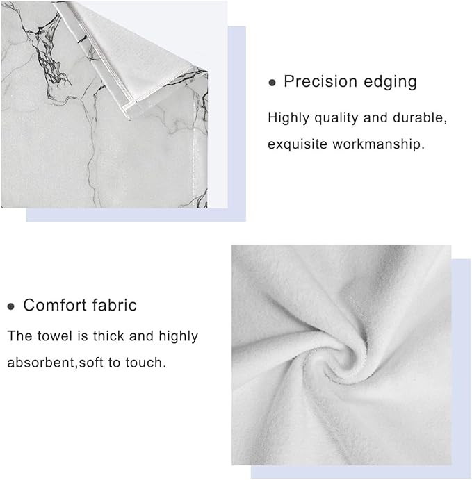Pfrewn Marble White Towels Set of 3 Marbling Texture Art Bathroom Towel Soft Absorbent Bath Hand Towels Washcloth Guest Towel Sets Bathroom Decorations