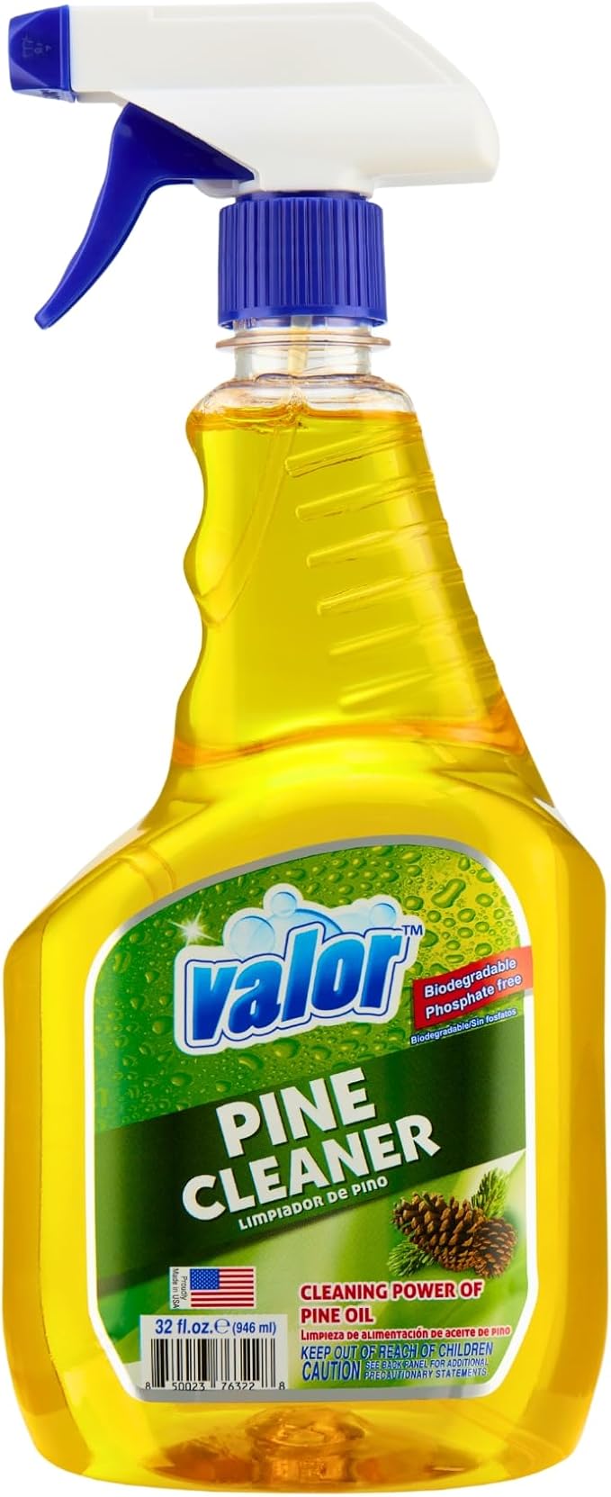 Valor Pine All-Purpose Cleaner with Trigger Sprayer, 32 fl oz – Multi-Surface Household Cleaner, Powerful Degreaser, Biodegradable, Fresh Pine Scent, Kitchen & Bathroom Use (32 Fl Oz (Pack of 6))
