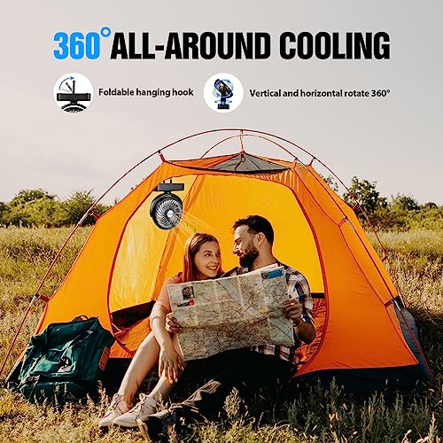 AMACOOL Portable Camping Fan with LED Lantern- 40H Work - Image 4