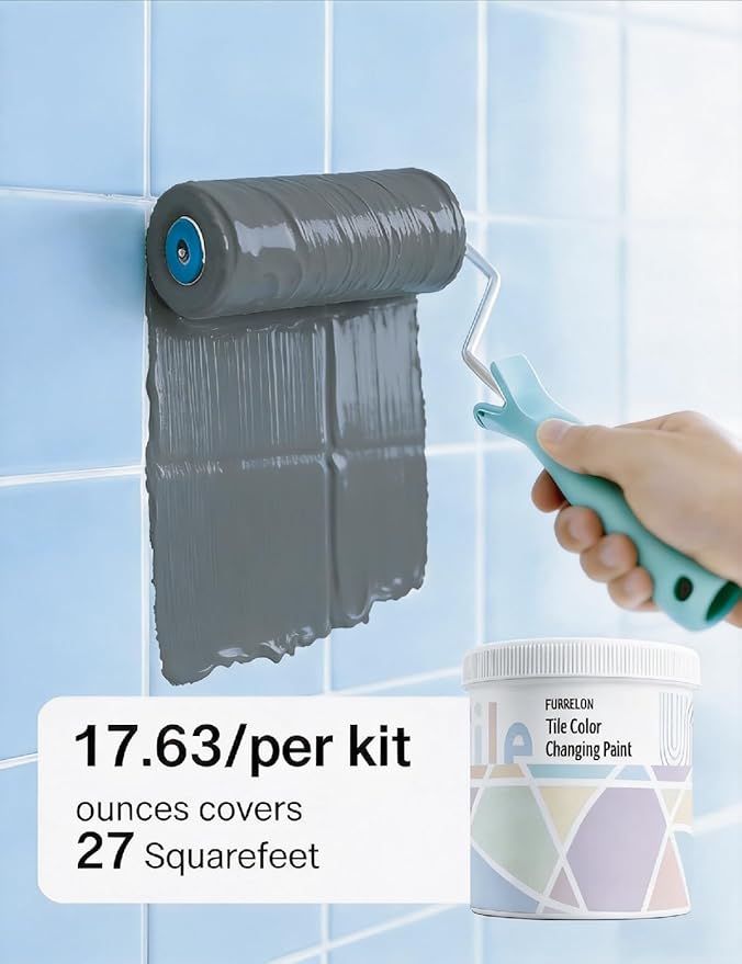 Tub and Tile Refinishing Kit, Tub Paint 17oz with 10pcs Tools, Tile Paint Kit Shower Bathtub Paint Water Based &Low Odor, Easy to Use Sink for Bathroom Kitchen, Semi-Gloss White, 25-30sq.ft Black