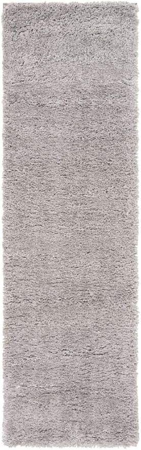 SAFAVIEH Fontana Shag Collection Runner Rug - 2'3" x 10', Grey, Solid Design, Non-Shedding & Easy Care, 2-inch Thick Ideal for High Traffic Areas in Living Room, Bedroom (FNT800F)