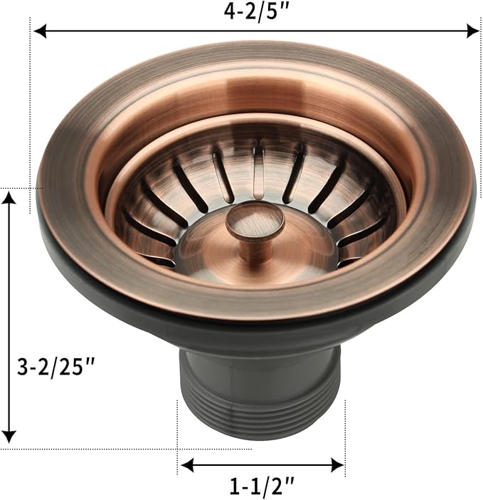 Akicon Kitchen Sink Strainer Replacement for 3-1/2 Inch Standard Strainer Drain, Solid Brass with Post Styled Basket