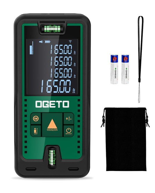 Laser Measure, Ogeto 165 Feet Digital Laser Distance Meter with 2 - Image 1