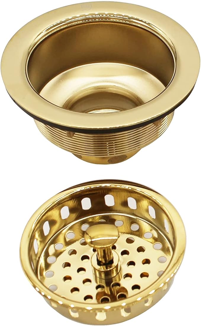 Westbrass R214-01 3-1/2-Inch Large Post Style Kitchen Sink Basket Strainer, Polished Brass