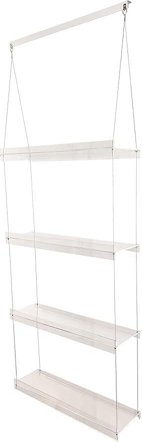 Hanging Acrylic Shelves for Windows (22" Wide, 4 Shelves - 55" Tall)