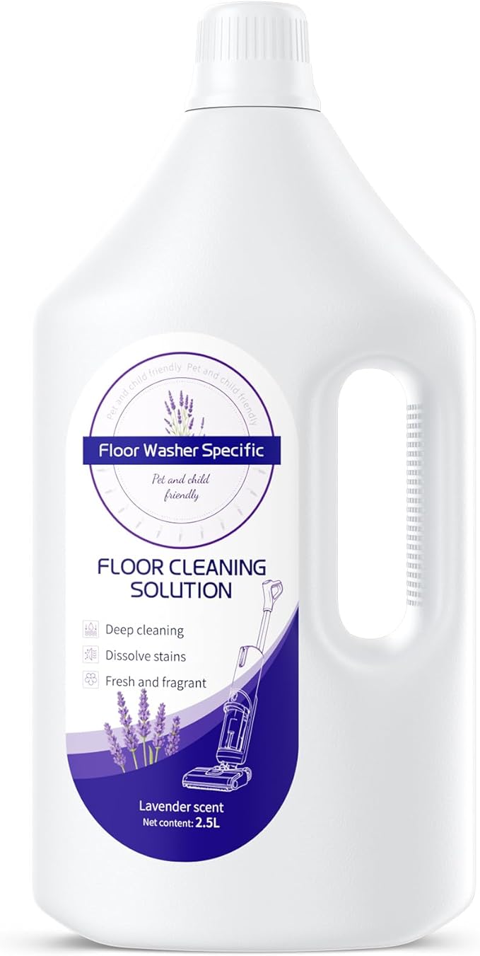 Floor Cleaner Compatible with Tineco Cleaning Solution, Suitable with All Robotic Vacuum Mop and Cordless Wet/Dry Vacuum Mop Cleaner, Multi-Surface Deodorizing & Cleaning Solution (2.5 L, Lavender)