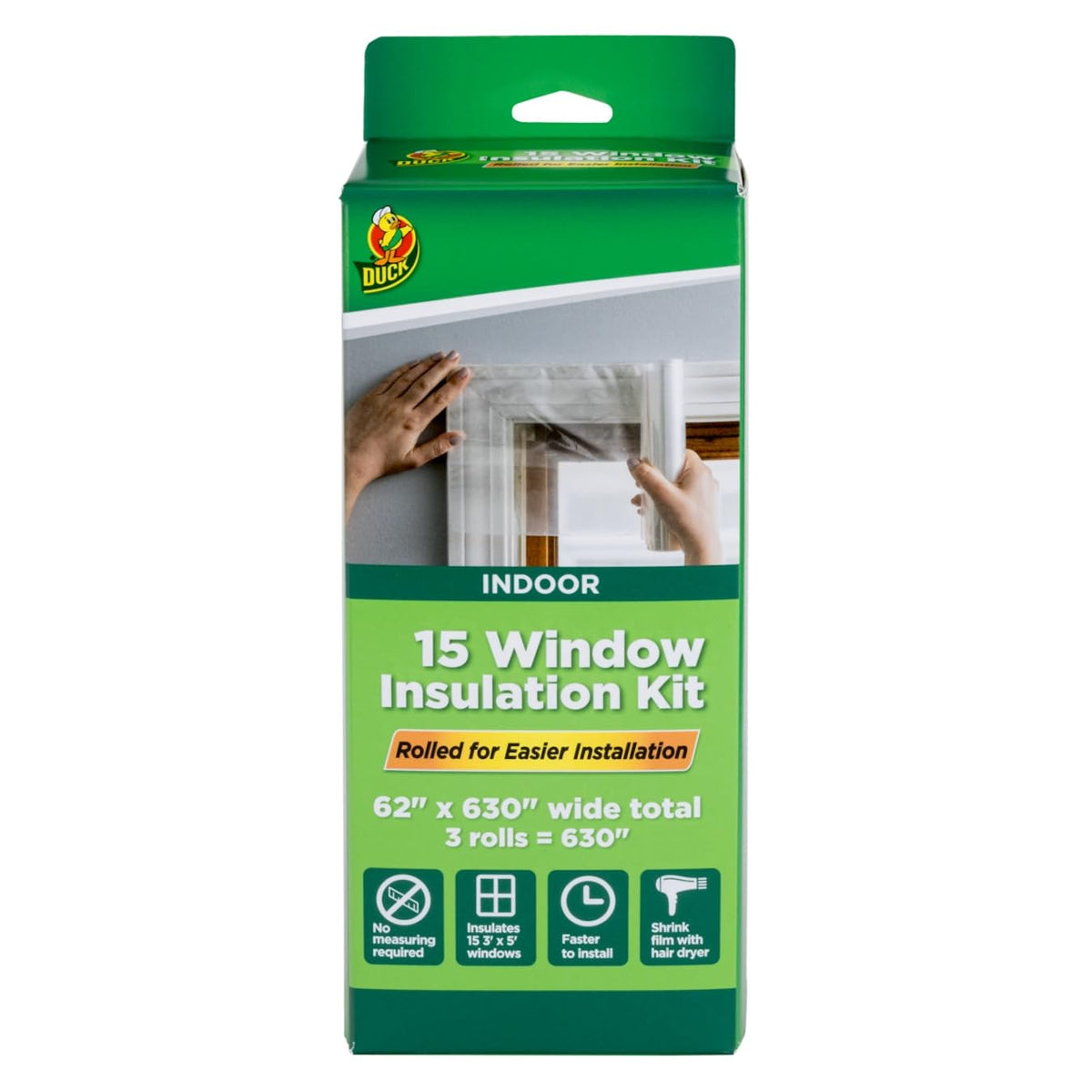 Duck Brand Window Insulation Kit 62 in x 630 in, Fits up to 15 - Image 1