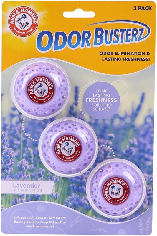 Arm & Hammer OdorBusterz® Odor Eliminator Balls, Lavender, 3 Count – Baking Soda Odor Control for Closets, Drawers, Hampers & Small Spaces