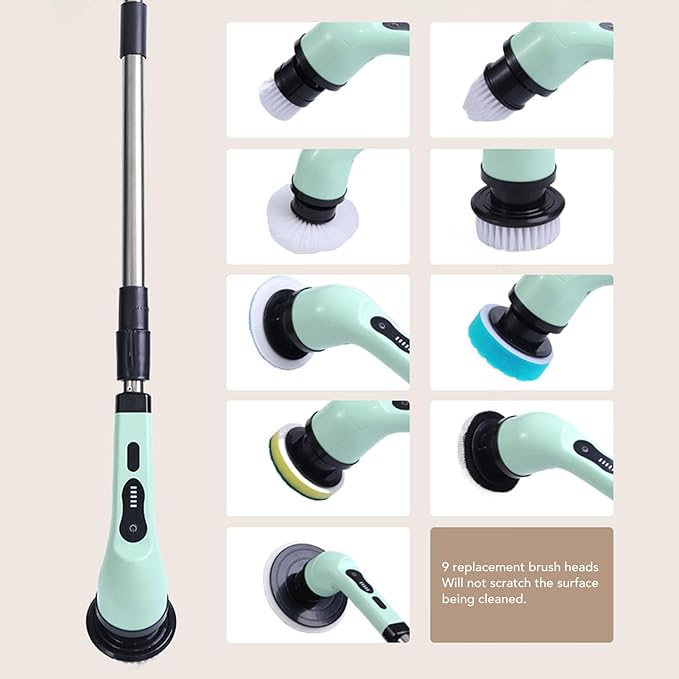 Pwshymi Electric Cleaning Brush Set Powerful Scrubber for Kitchen Bathroom Car, Rechargeable Cordless Electric Scrubber Kit for HardtoReach Areas ABS+Blue