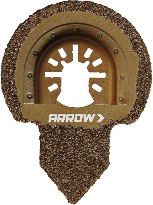 Arrow OSC3GM-1 High Carbon Steel Tile Grout and Mortar Remover Blade for Oscillating Tools, Universal, Fits Most Multitools, 1-Pack