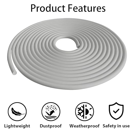 Backer Rod 1/4 Inch, 100' EPDM Rubber Caulk Saver Backer Rod Foam Strip Rope Seal for Concrete Joints, Wall Cracks, Driveway and Joint Fillers(Gray, 100')