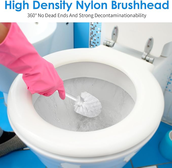 15 Pcs 14.6 Inch White Plastic Toilet Brush, Commercial Heavy Duty Toilet Bowl Cleaner with Long Handle for Bathroom Cleaning