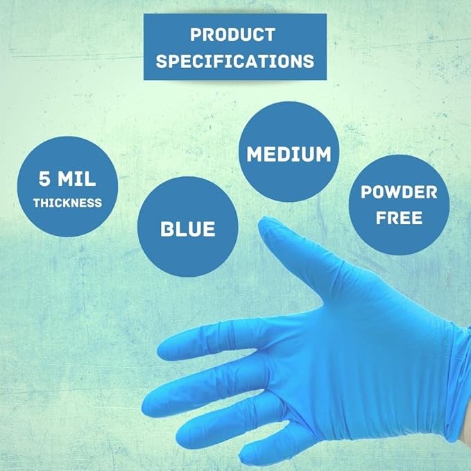 PackagingSuppliesByMail PSBM Black Nitrile Disposable Gloves, 1000 Count, Textured Fingertips, Latex and Powder Free