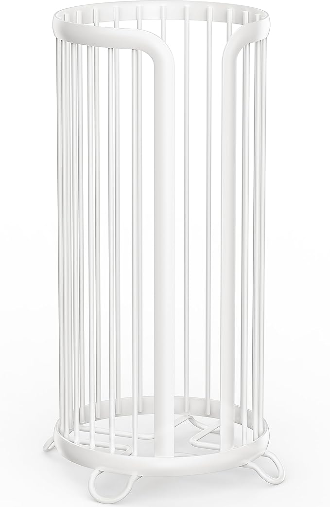 Toilet Paper Holder Stand, Freestanding Toilet Tissue Organizer, Minimalistic Storage Solution, Reserve Mega Rolls,Modern -2PACK White