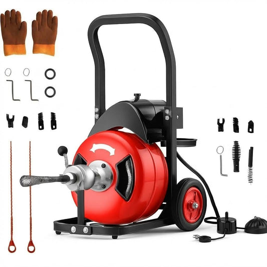 50ft x 1/2" Auto-Feed Drain Snake Cleaning Machine - 450W - Image 1