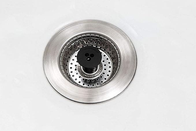 Kitchen SinkShroom Revolutionary Clog-Free Stainless Steel Sink Strainer, Black, 6-Pack