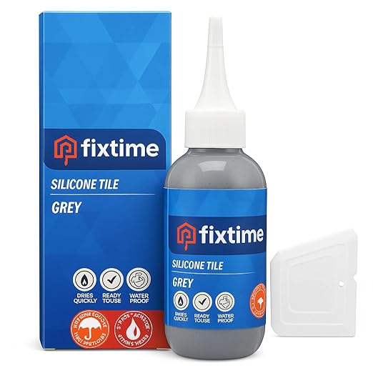 Silicone Tile Repair Kit, Premixed Fast-Drying Gray Caulk, 8oz