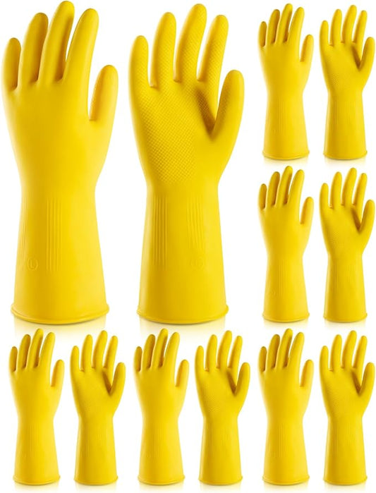 6 Pairs Rubber Cleaning Gloves,Reusable Dishwashing Gloves,Household Dish Gloves for Washing,Cleaning,Kitchen,Painting, Gardening, Pet Care,Extra Thickness,Non-Slip,13", 20 Mil, Heavy Duty,M