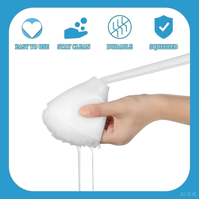 Eaasty Toilet Bowl Mop Toilet Bowl Brush White Soft Swab Bathroom Brush with Holder Long Handle Cleaning Scrubber Bathroom Accessories(4 Pcs)