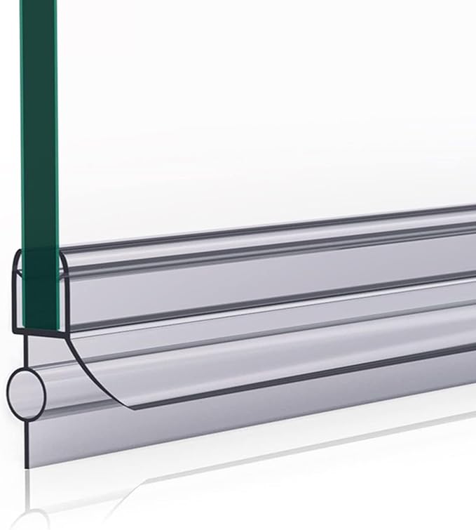 Frameless Shower Door Bottom Seal, 2 PCS 1/4" x 36" Shower Door Sweep for 1/4 Inch Glass, Glass Shower Door Seal Strip, Stop Shower Leaks and Create a Water Barrier(9A6)