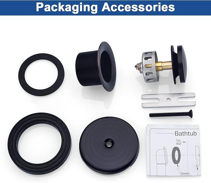 Brass Tip-Toe Tub Drain Kit with Basket Strainer and Single Hole Overflow Faceplate, Oil Rubbed Bronze